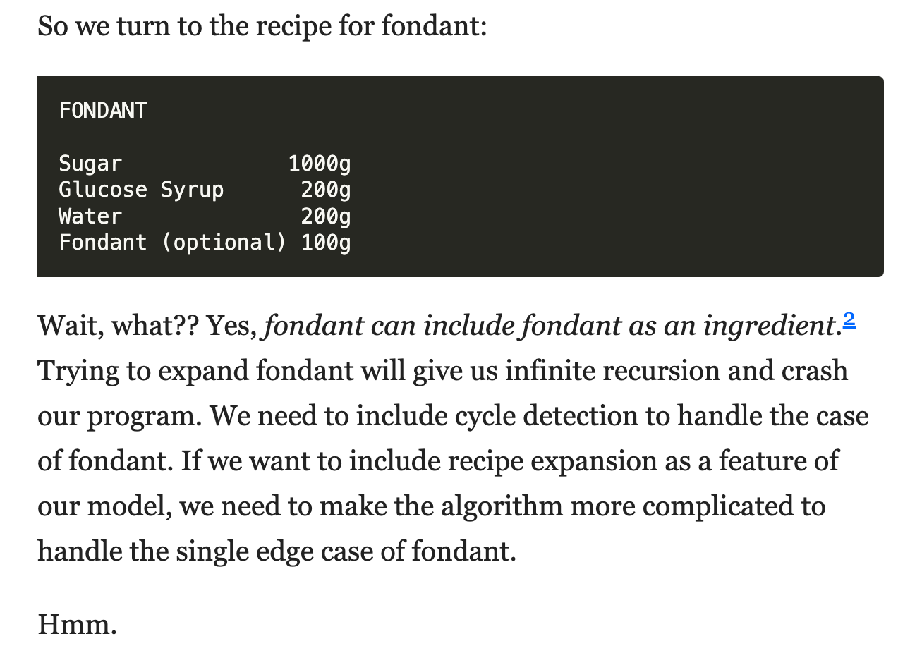 Recipe for Fondant including ingredients: Sugar, Glucose Syrup, Water, Fondant